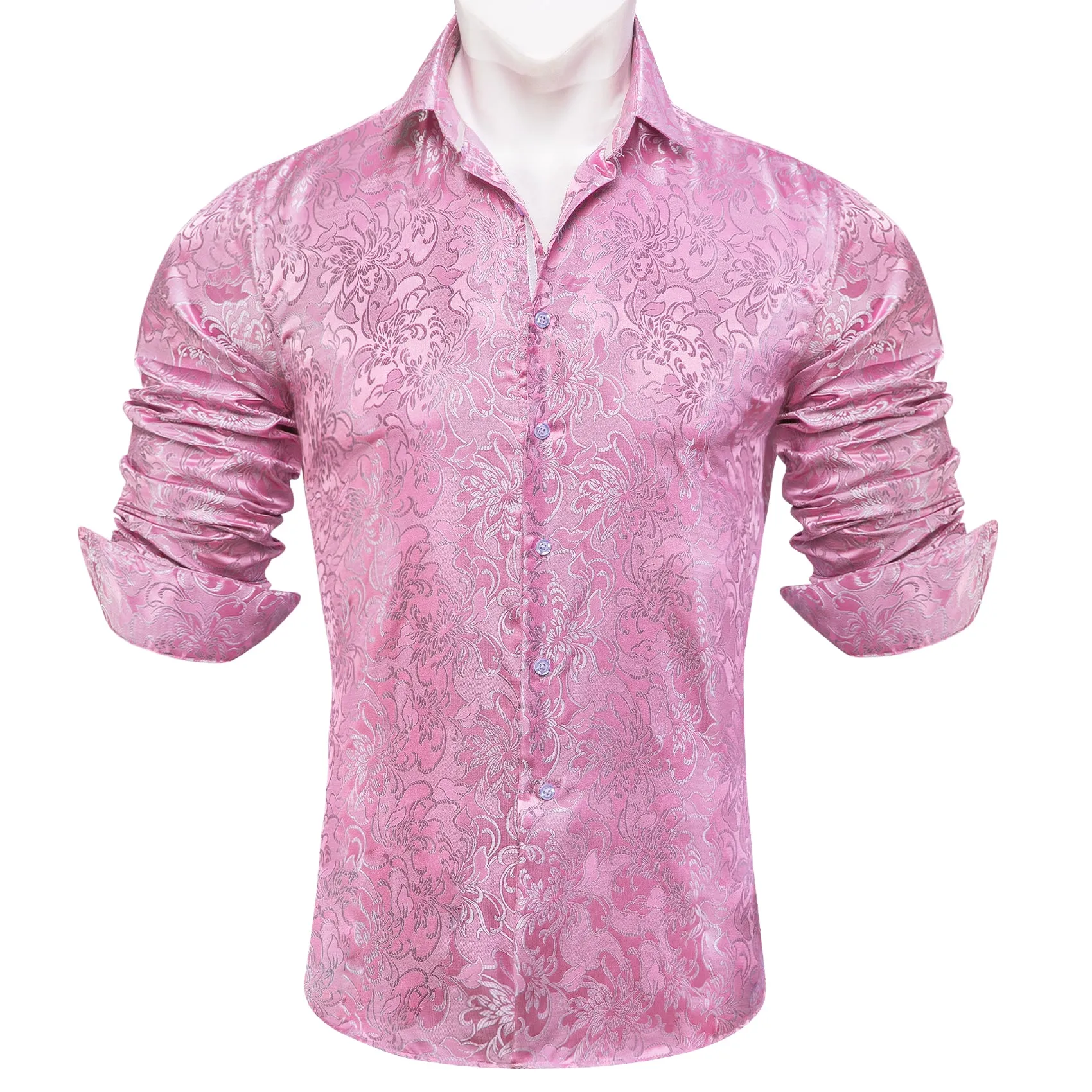 Barry Wang Men's Shirt Pink Paisley Silk Button Down Long Sleeve Shirt sold by Barrywang product image thumbnail 5