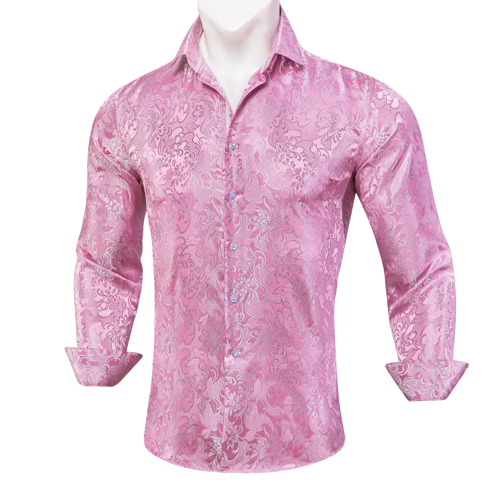 Barry Wang Men's Shirt Pink Paisley Silk Button Down Long Sleeve Shirt sold by Barrywang product image thumbnail 4