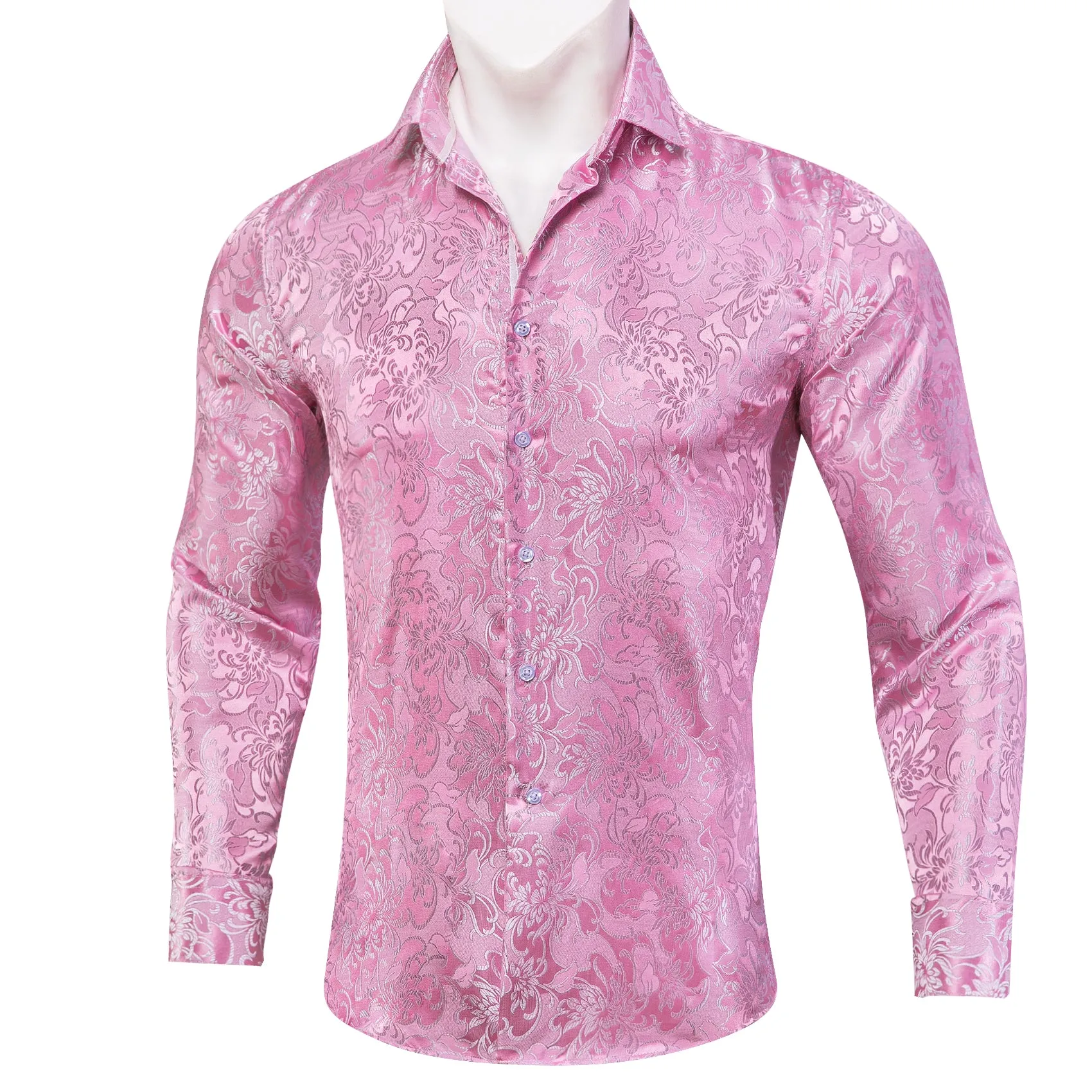 Barry Wang Men's Shirt Pink Paisley Silk Button Down Long Sleeve Shirt sold by Barrywang product image thumbnail 2