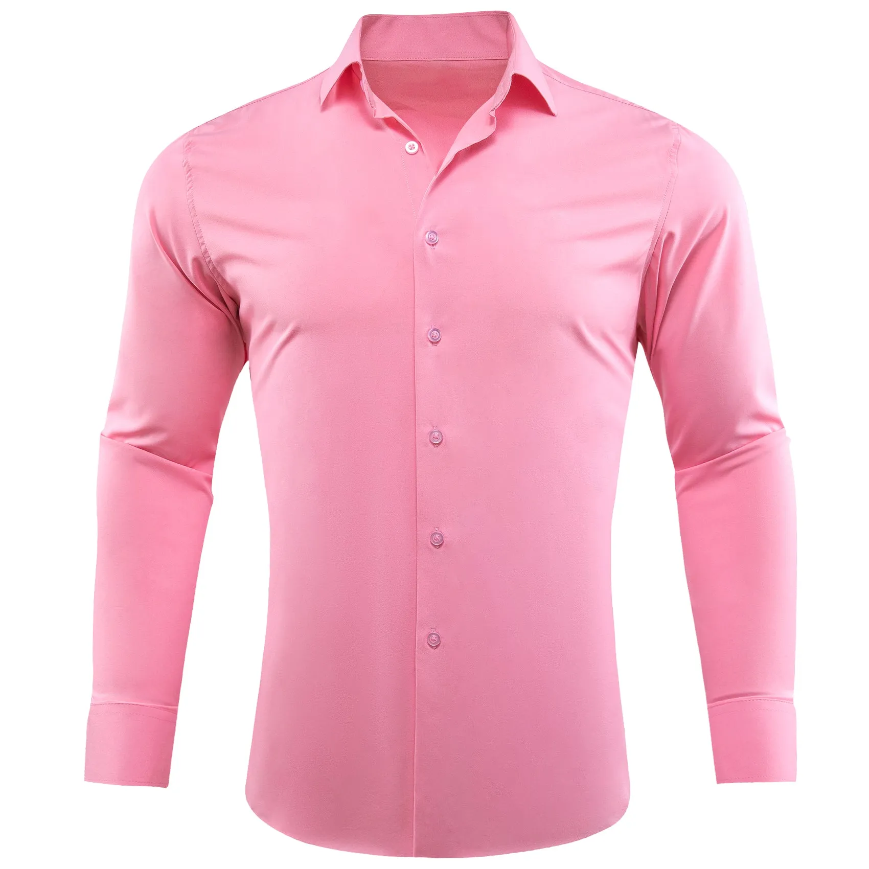 Barry. Wang Button Down Shirt Light Pink Solid Silk Men's Long Sleeve Shirt sold by Barrywang