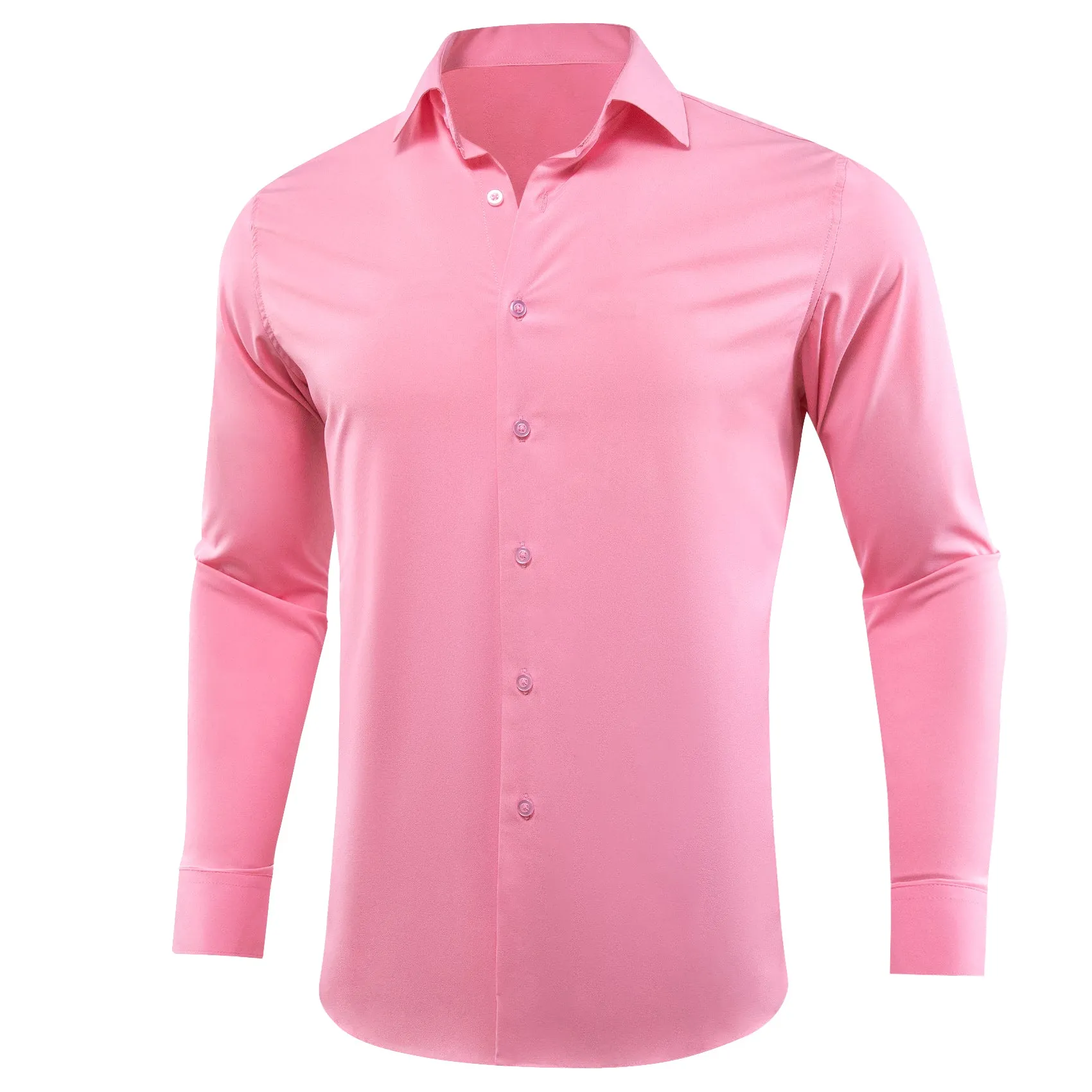 Barry. Wang Button Down Shirt Light Pink Solid Silk Men's Long Sleeve Shirt sold by Barrywang product image thumbnail 2