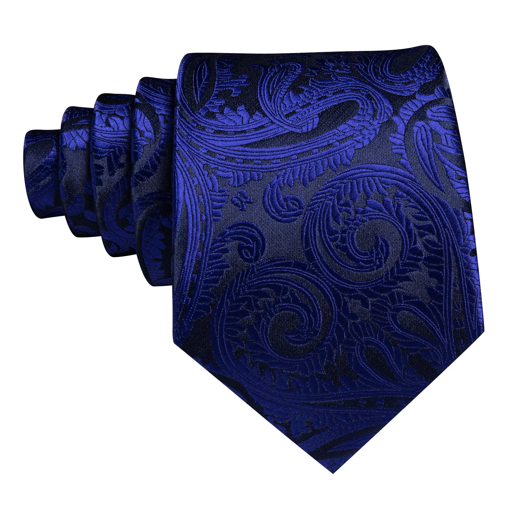 Barry Wang Blue Black Paisley Silk Men's Tie Handkerchief Cufflinks Set sold by Barrywang product image thumbnail 4