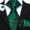 Barry Wang Green Tie Paisley Necktie Handkerchief Cufflinks Set sold by Barrywang