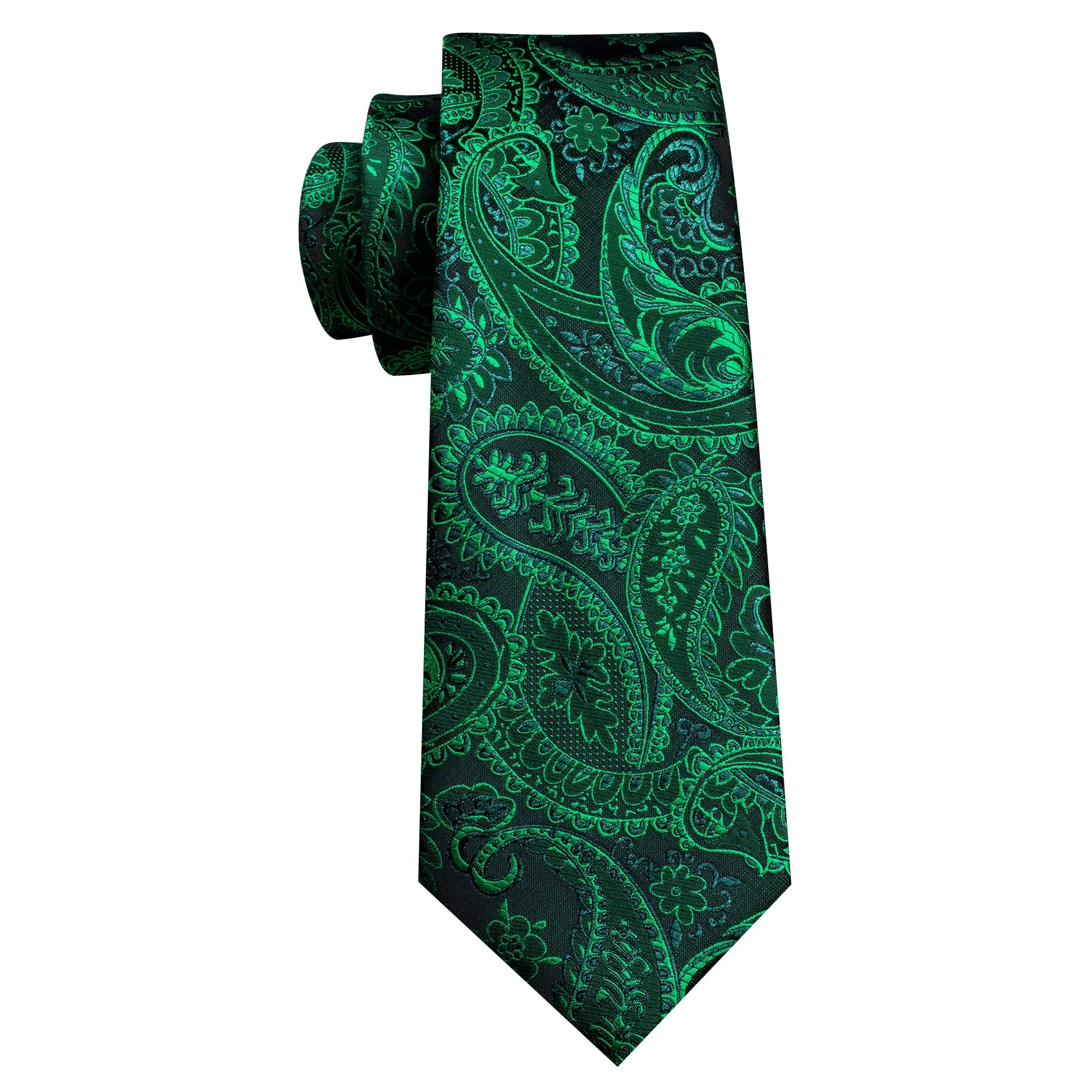 Barry Wang Green Tie Paisley Necktie Handkerchief Cufflinks Set sold by Barrywang product image thumbnail 5