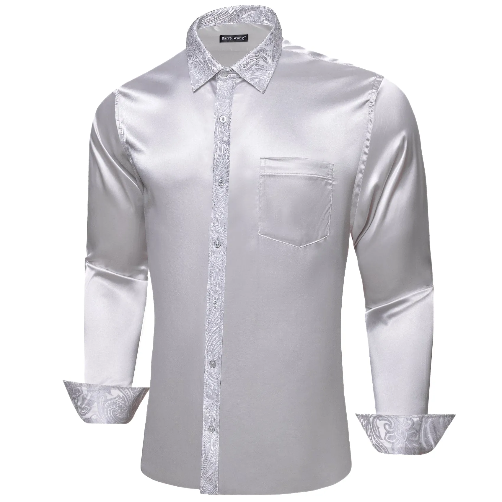 Barry. Wang Grey Shirt Solid Men Long Sleeve Windsor Collar Dress Shirt sold by Barrywang product image thumbnail 2