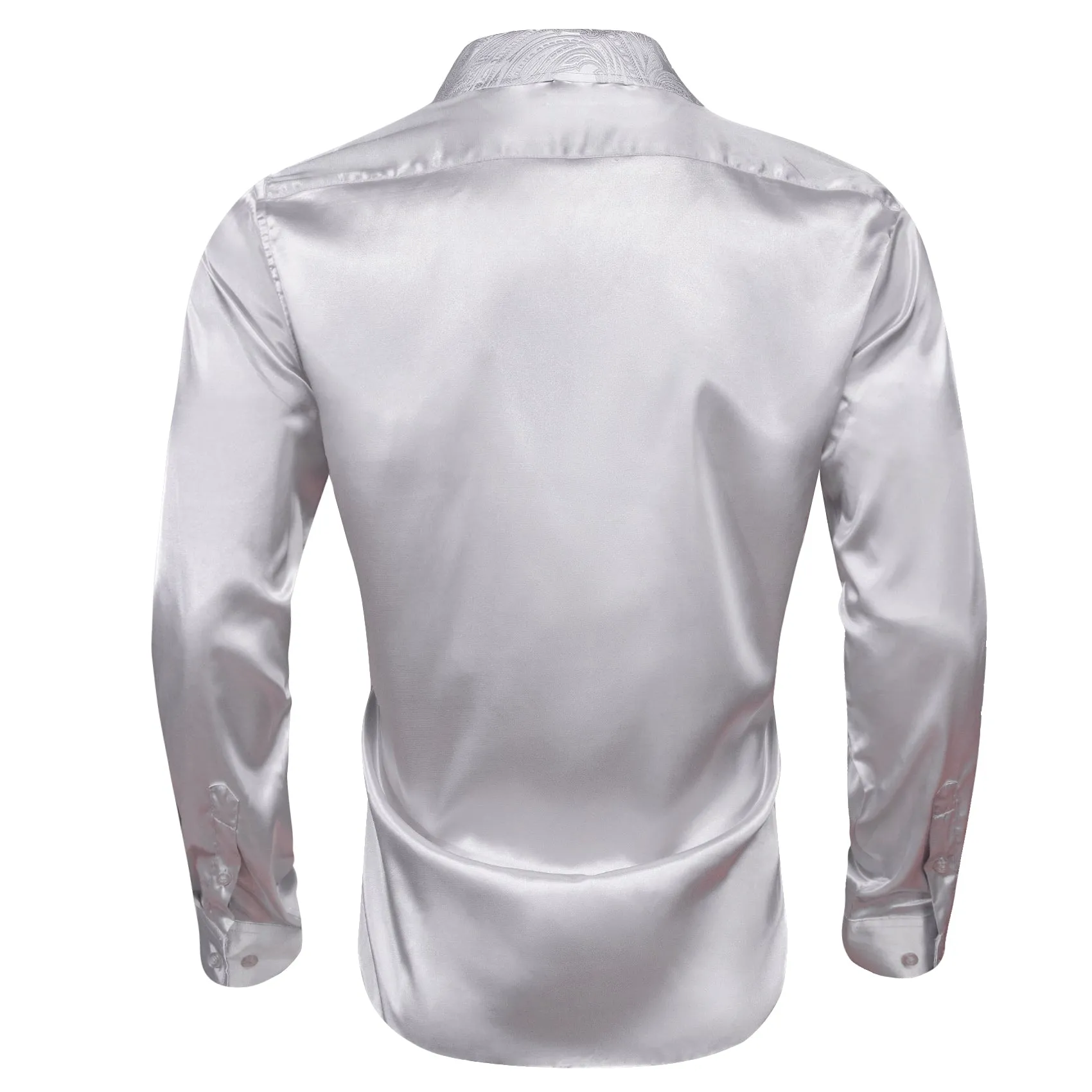 Barry. Wang Grey Shirt Solid Men Long Sleeve Windsor Collar Dress Shirt sold by Barrywang product image thumbnail 4