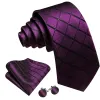 Barry. Wang Dark Purple Tie Black Checkered Men's Wedding Necktie Set sold by Barrywang