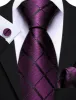 Barry. Wang Dark Purple Tie Black Checkered Men's Wedding Necktie Set sold by Barrywang
