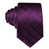 Barry. Wang Dark Purple Tie Black Checkered Men's Wedding Necktie Set sold by Barrywang