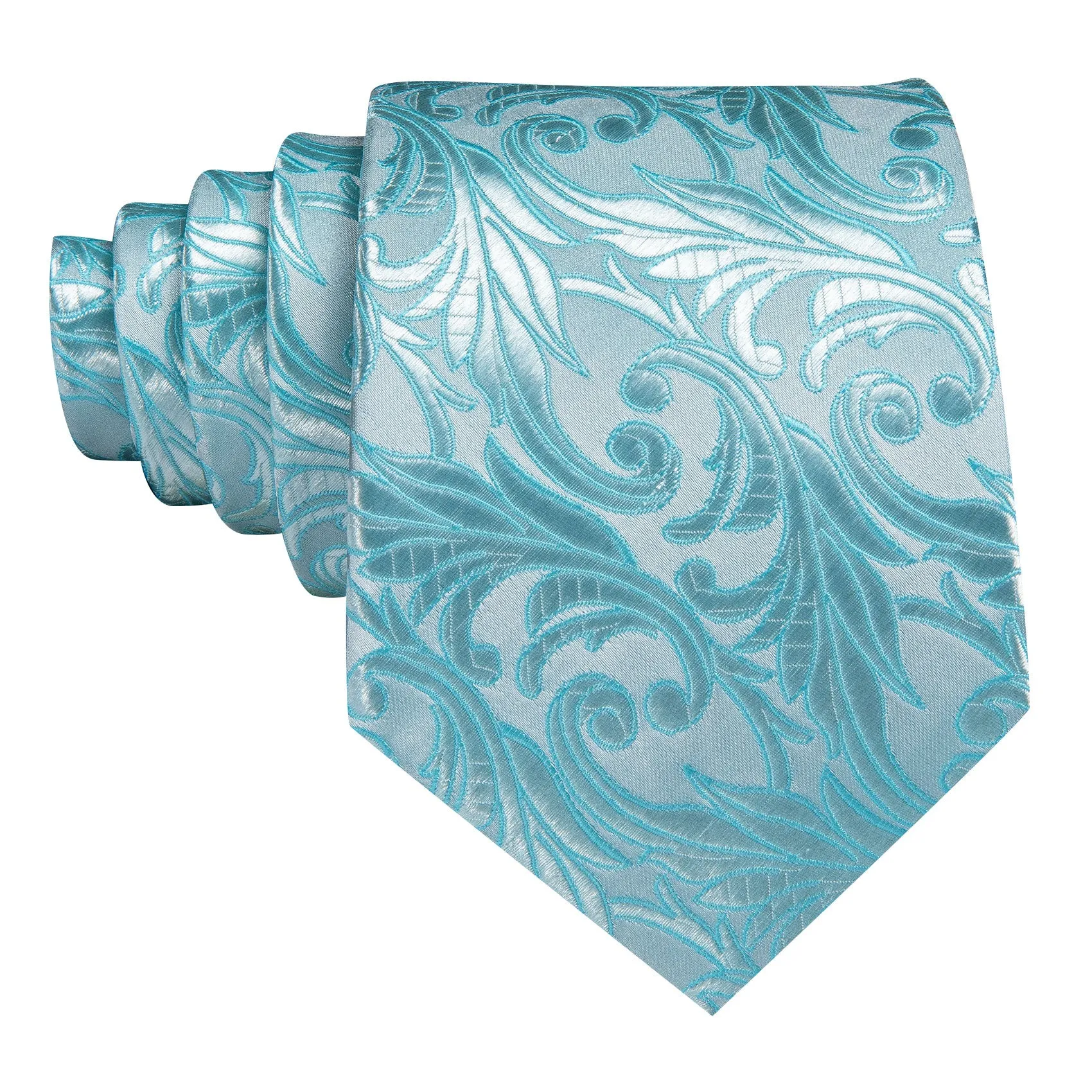 Barry.wang Floral Tie Sea Foam Silk Men's Tie Hanky Cufflinks Set sold by Barrywang product image thumbnail 4