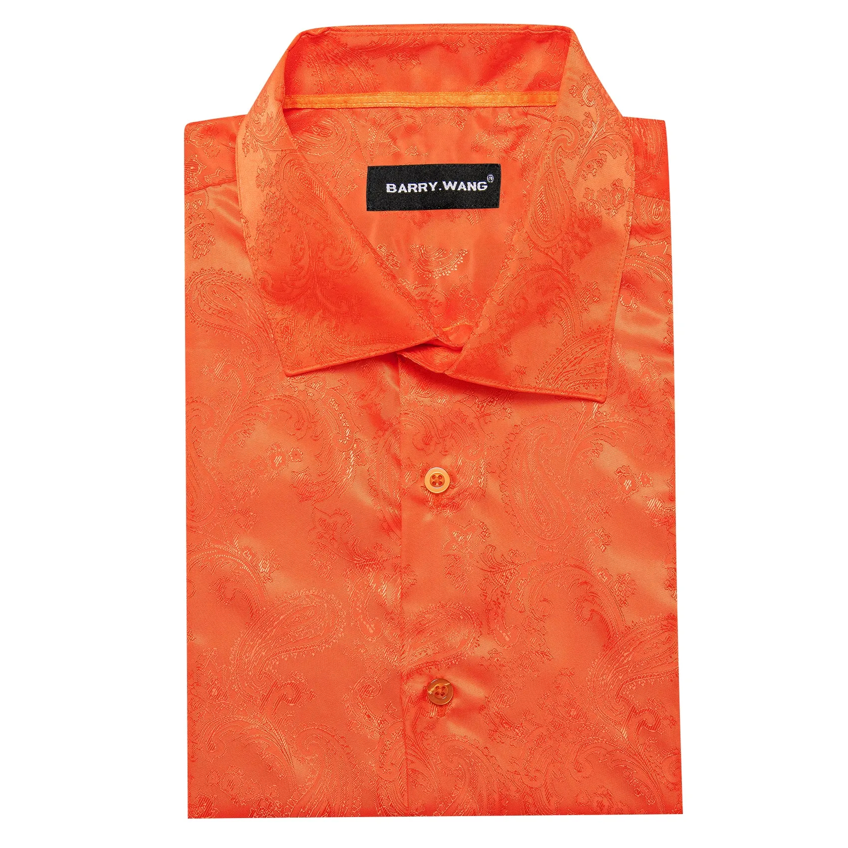 Barry. Wang Orange Paisley Silk Men's Shirt Casual Work shirts for Guys sold by Barrywang product image thumbnail 5