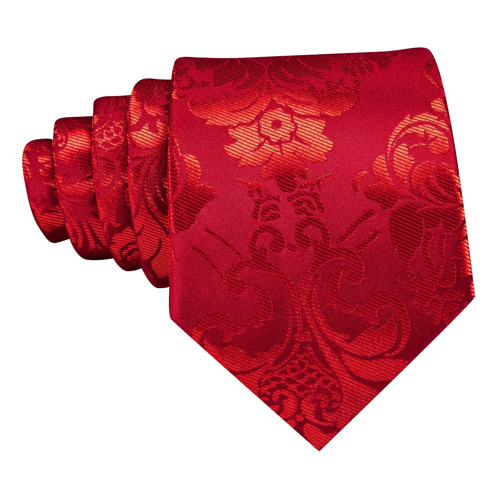 Barry.Wang Red Tie Bright Floral Men's Silk Tie Hanky Cufflinks Set sold by Barrywang product image thumbnail 5
