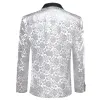 Barry.wang Men's Shirt White Floral Notched Collar Suit Jacket sold by Barrywang