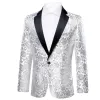 Barry.wang Men's Shirt White Floral Notched Collar Suit Jacket sold by Barrywang