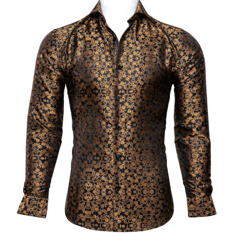 Barry.wang Novelty Brown Floral Shirt sold by Barrywang