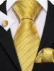 Barry Wang Yellow White Silk Striped Tie Pocket Square Cufflinks Set sold by Barrywang
