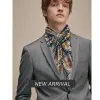 Barry Wang Silk scarf Luxury Blue Golden Silver Floral Scarf sold by Barrywang
