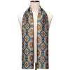 Barry Wang Silk scarf Luxury Blue Golden Silver Floral Scarf sold by Barrywang