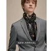 Barry Wang Silk scarf Luxury Black Golden Paisley Scarf sold by Barrywang