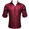 Barry. Wang Dark Red Shirts Men's Paisley Long Sleeve Silk Dress Shirt sold by Barrywang