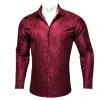 Barry. Wang Dark Red Shirts Men's Paisley Long Sleeve Silk Dress Shirt sold by Barrywang