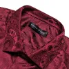 Barry. Wang Dark Red Shirts Men's Paisley Long Sleeve Silk Dress Shirt sold by Barrywang
