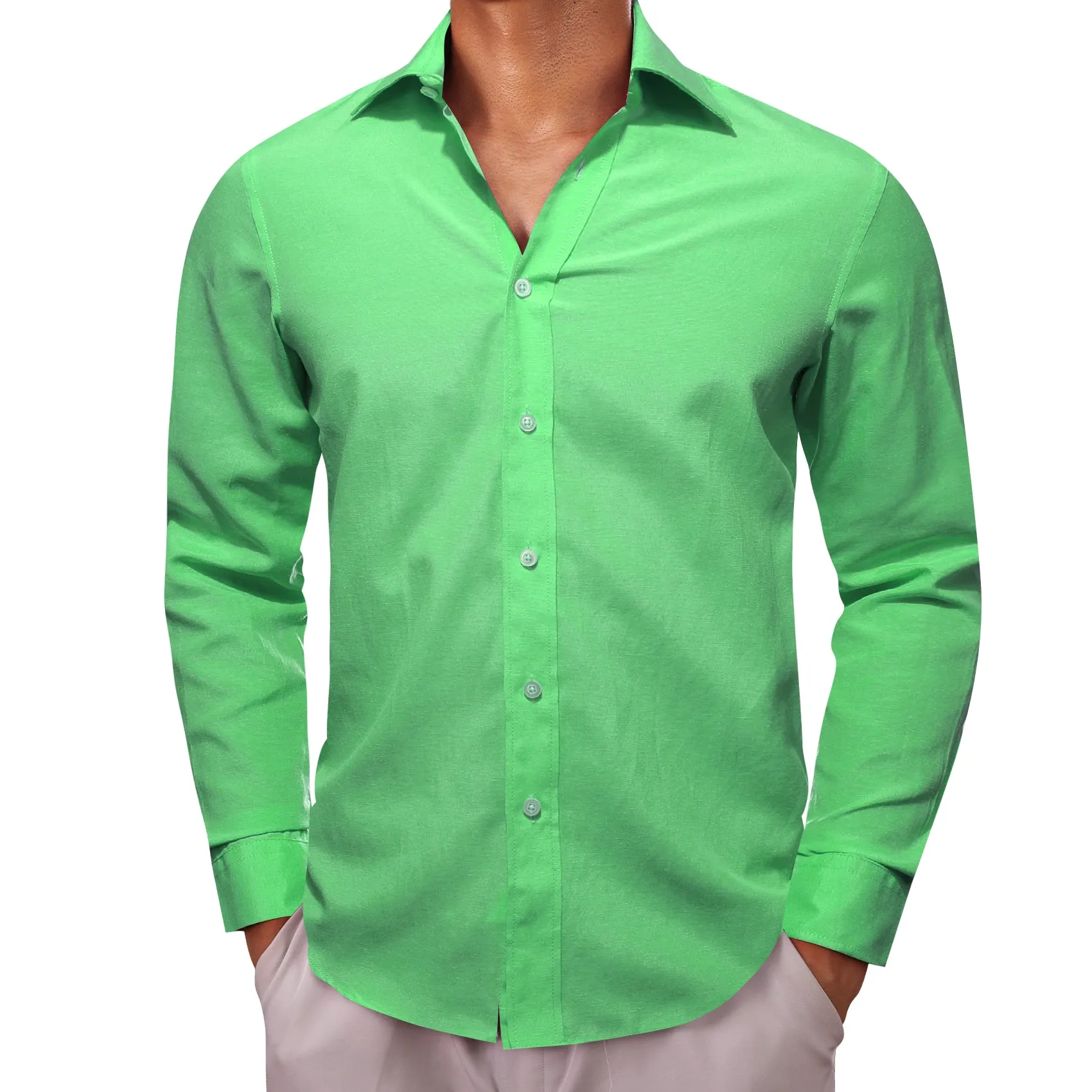Barry.wang Cobalt Green Solid Men's Shirt sold by Barrywang product image thumbnail 5