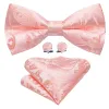 Barry. Wang Pink Paisley Silk Pre Tied Bow Tie Hanky Cufflinks Set sold by Barrywang