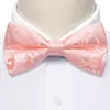 Barry. Wang Pink Paisley Silk Pre Tied Bow Tie Hanky Cufflinks Set sold by Barrywang