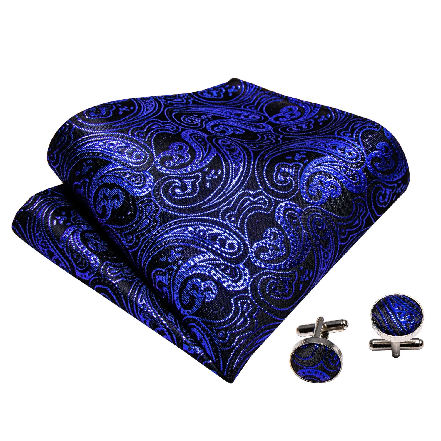 Barry. Wang Men Royal Blue Paisley Pre-tied Bow Tie Hanky Cufflinks Set sold by Barrywang product image thumbnail 4