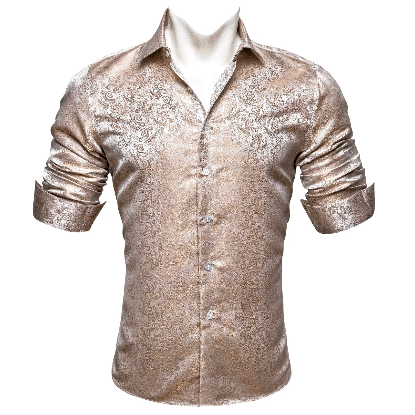 Barry Wang Wedding Shirt Gold Silver Champagne Paisley Silk Formal Top sold by Barrywang product image thumbnail 3