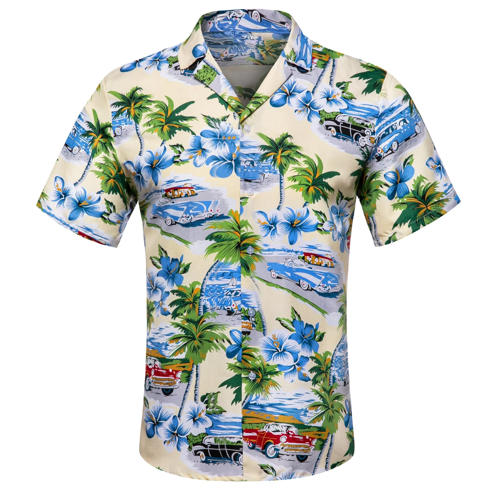 Barry. Wang Shirt Men Pale Green Seaside Floral Short Sleeves Shirt sold by Barrywang