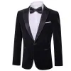 Barry.Wang Men's Suit Classic Black Solid Silk Peak Collar Blazer Suit sold by Barrywang