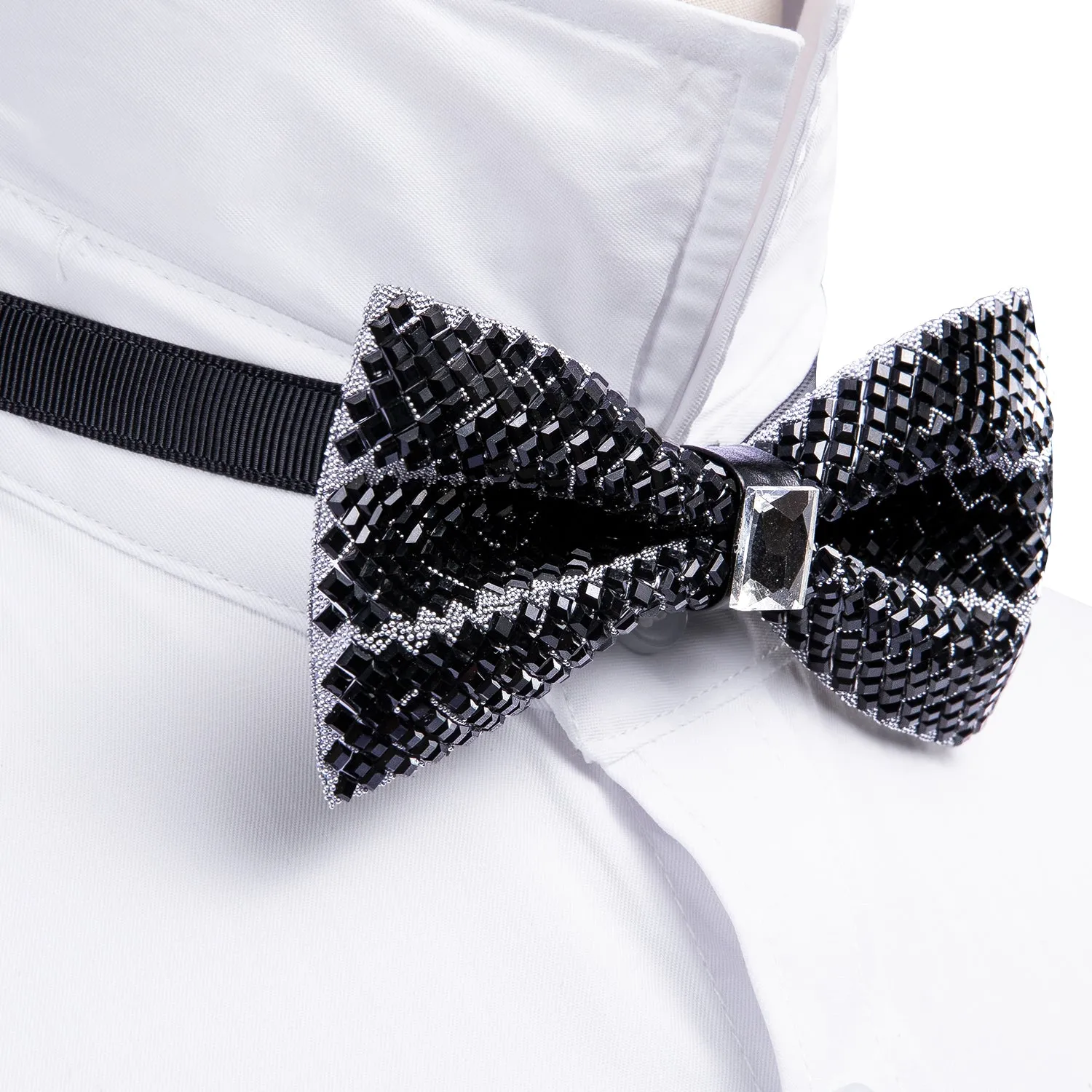 Barry. Wang Shining Black Rhinestones Pre-tied Bowties Fashion For Wedding Party sold by Barrywang product image thumbnail 3