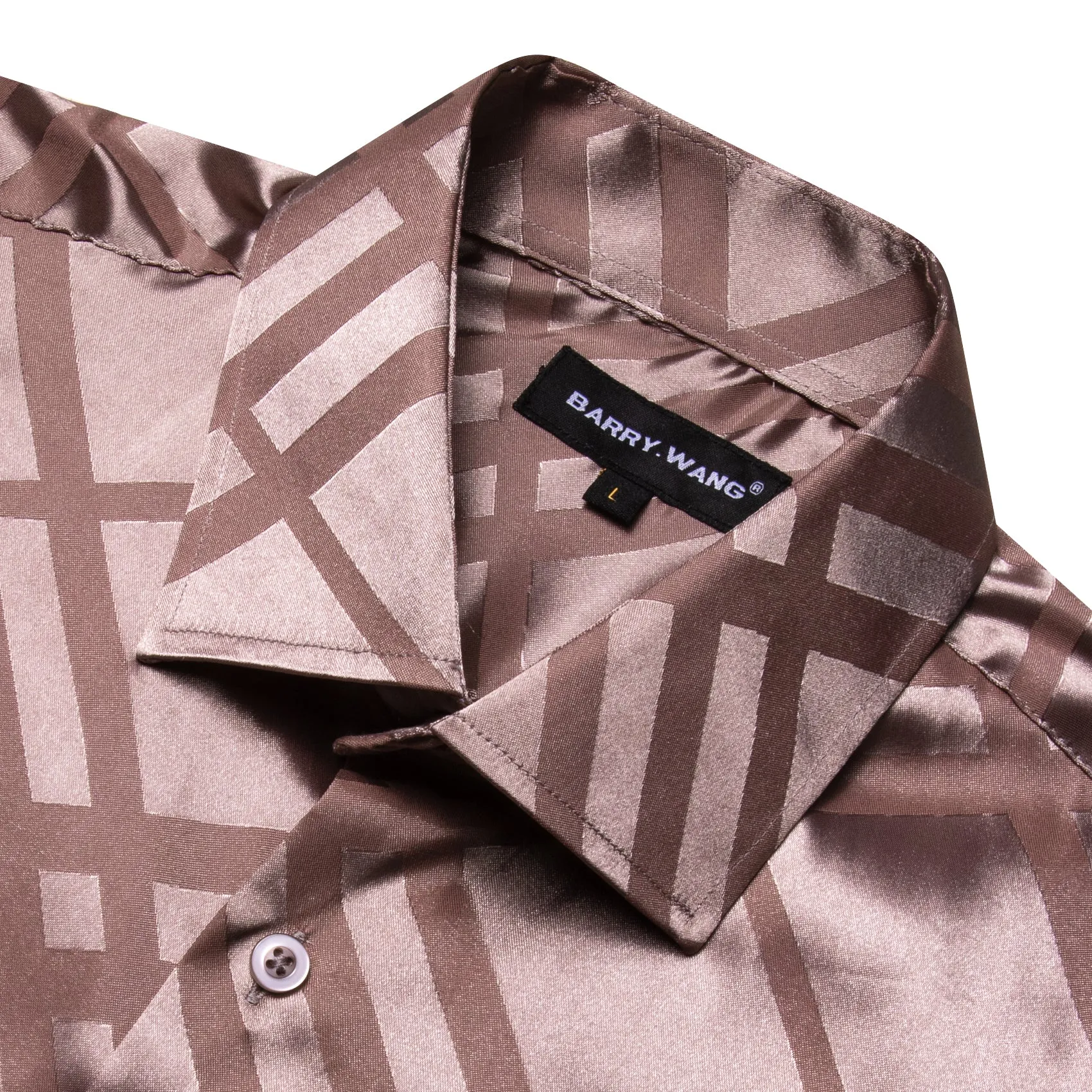 Barry Wang Casual Shirts Mens Camel Pink Plaid Short Sleeves Shirt sold by Barrywang product image thumbnail 4