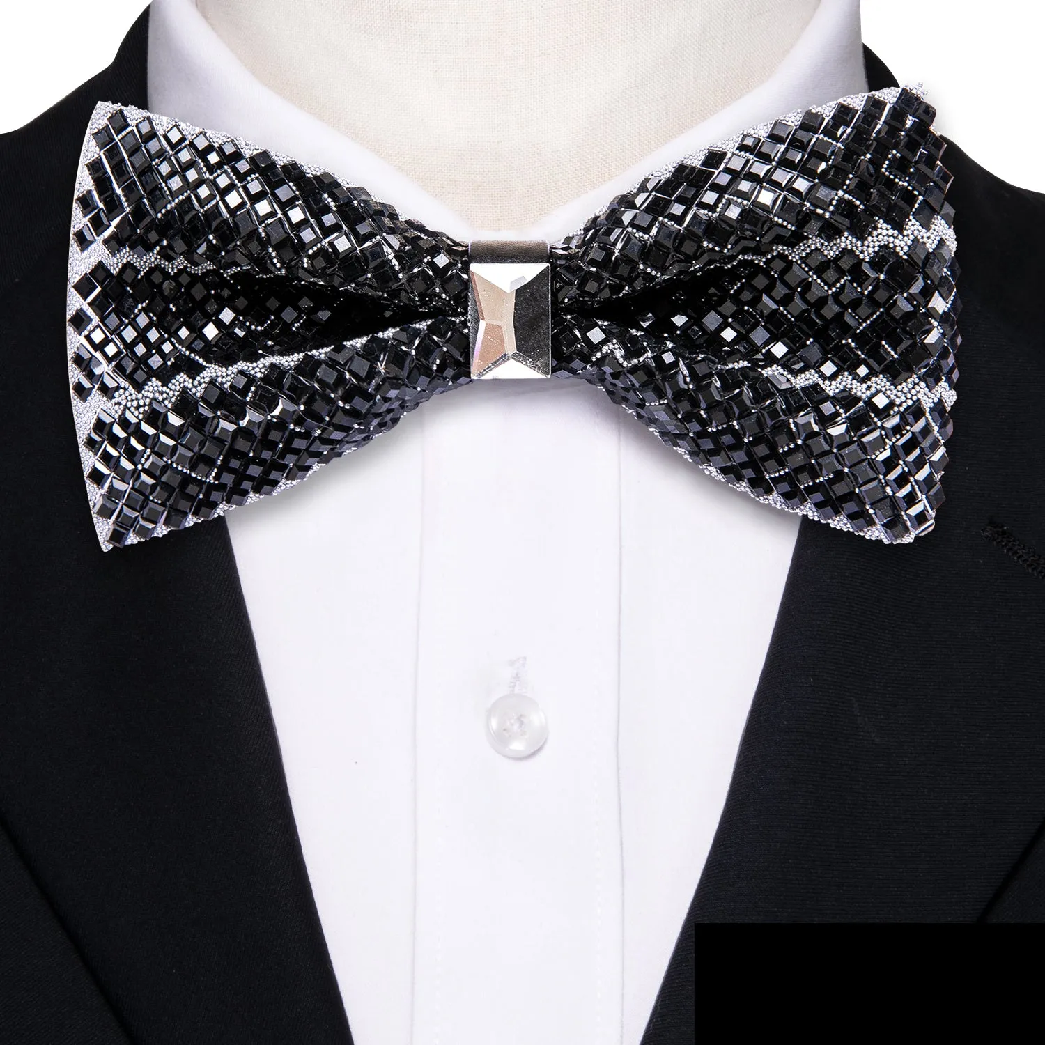 Barry. Wang Shining Black Rhinestones Pre-tied Bowties Fashion For Wedding Party sold by Barrywang
