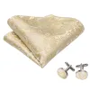 Linen Paisley Silk Bow Tie Hanky Cufflinks Set sold by Barrywang
