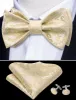Linen Paisley Silk Bow Tie Hanky Cufflinks Set sold by Barrywang