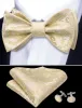 Linen Paisley Silk Bow Tie Hanky Cufflinks Set sold by Barrywang