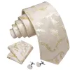 Barry Wang Silk Champagne Tie Ivory Floral Silk Tie Hanky Cufflinks Set sold by Barrywang