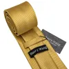 Barry.wang Gold Tie Striped Silk Men's Tie Pocket Square Cufflinks Set sold by Barrywang