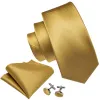 Barry.wang Gold Tie Striped Silk Men's Tie Pocket Square Cufflinks Set sold by Barrywang