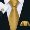 Barry.wang Gold Tie Striped Silk Men's Tie Pocket Square Cufflinks Set sold by Barrywang