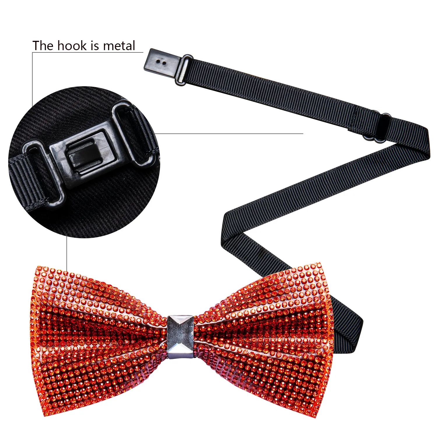 Barry. Wang Shining Red Rhinestones Pre-tied Bowties Fashion For Wedding Party sold by Barrywang product image thumbnail 3