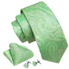 Barry Wang Light Green Paisley Silk Tie Handkerchief Cufflinks Set sold by Barrywang
