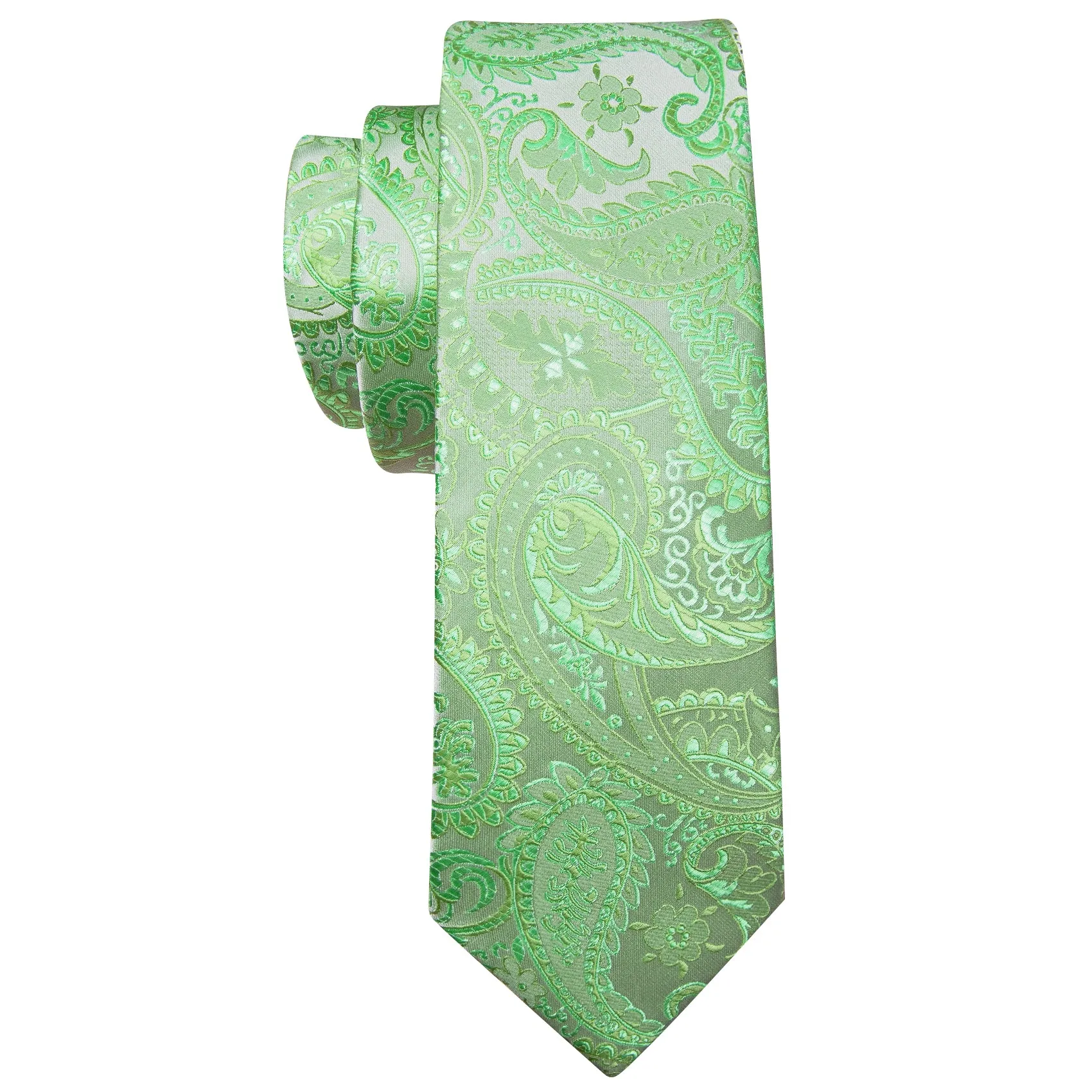 Barry. Wang Light Green Paisley Silk Tie Handkerchief Cufflinks Set sold by Barrywang product image thumbnail 4
