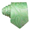 Barry Wang Light Green Paisley Silk Tie Handkerchief Cufflinks Set sold by Barrywang