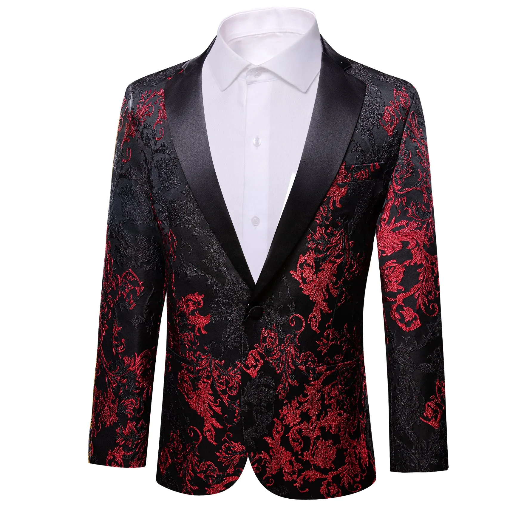 Barry. Wang Notched Collar Suit Men's Red Black Paisley Suit Jacket sold by Barrywang product image thumbnail 3