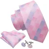 Barry. Wang Pink Plaid Silk Men's Tie Pocket Square Cufflinks Set sold by Barrywang