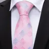 Barry. Wang Pink Plaid Silk Men's Tie Pocket Square Cufflinks Set sold by Barrywang